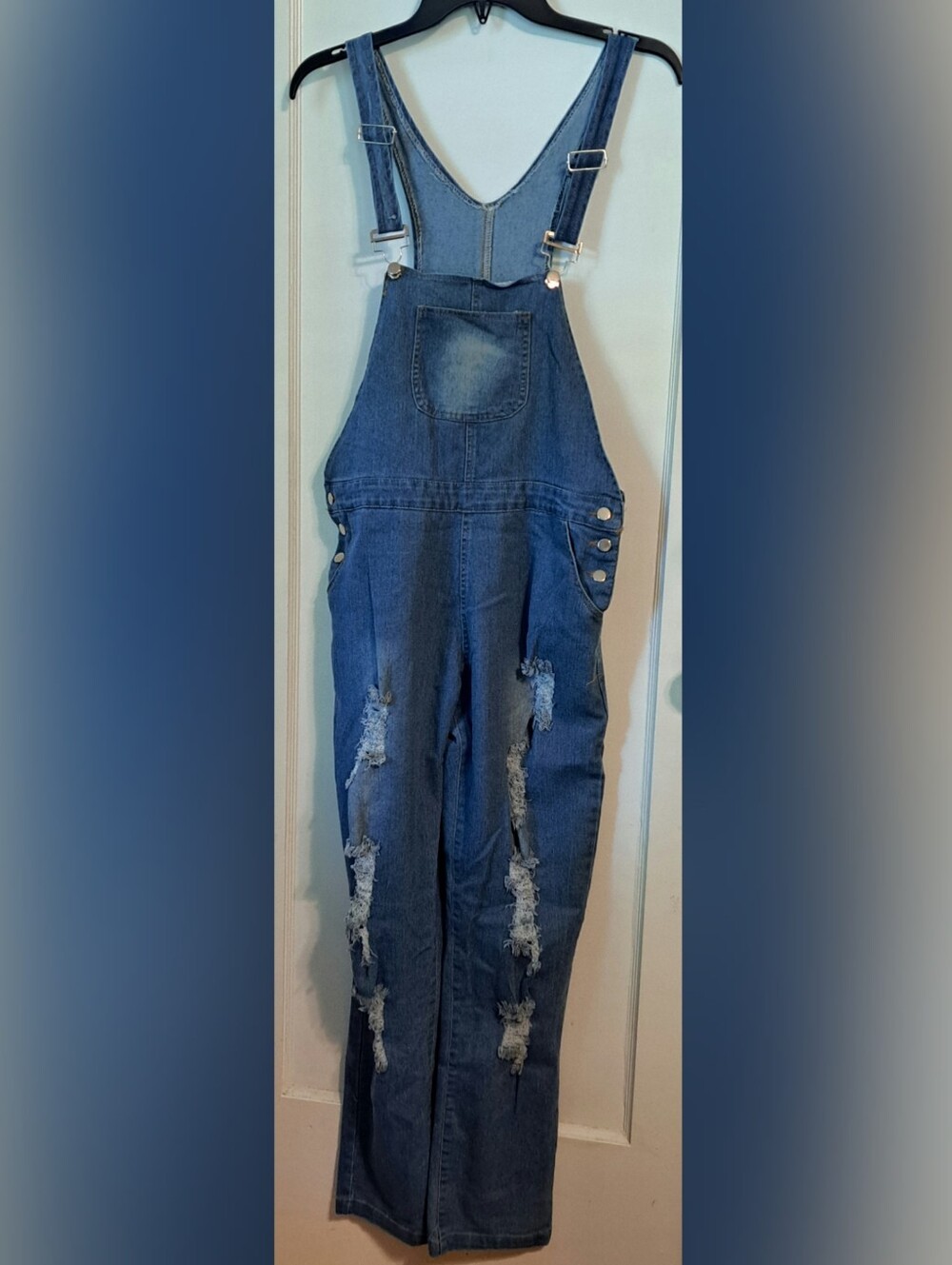 Distressed Denim Overalls S/M Super Soft With Pockets